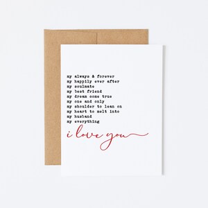 Carte romantique je t'aime pour mari, carte d'anniversaire pour mari - Mon mari pour toujours et pour toujours