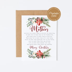 PRINTABLE Christmas Card For Mom - Christmas Card, Mom Christmas Card, Christmas Cards, Christmas Cards Mom, Sentimental Card, Blank Card