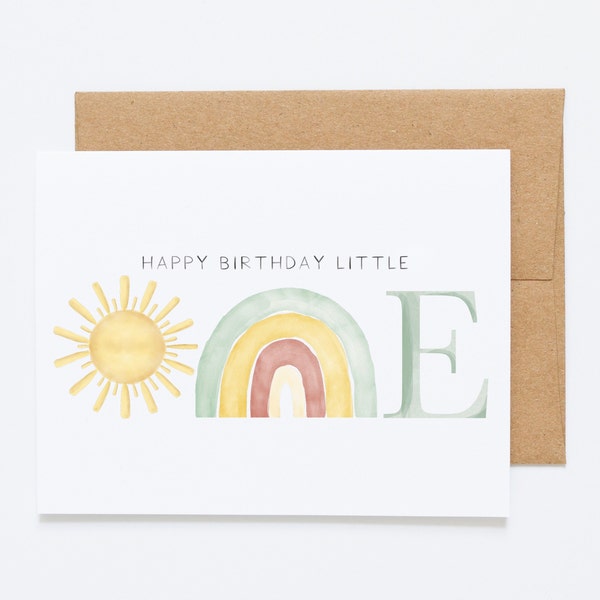 Happy 1st Birthday Card - Happy Birthday Little One - first birthday card, 1st birthday card, baby first birthday, grandson birthday card