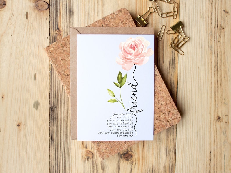 This beautifully designed card is crafted with love and care, featuring delicate details that will surely melt your friend's heart. Whether it's their birthday, a special occasion, or just a random act of kindness.