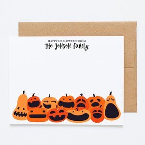 Personalized Halloween Stationery Set - 12 Flat Notecards & Envelopes -  Family Notecards, Jack-O-Latern Stationery