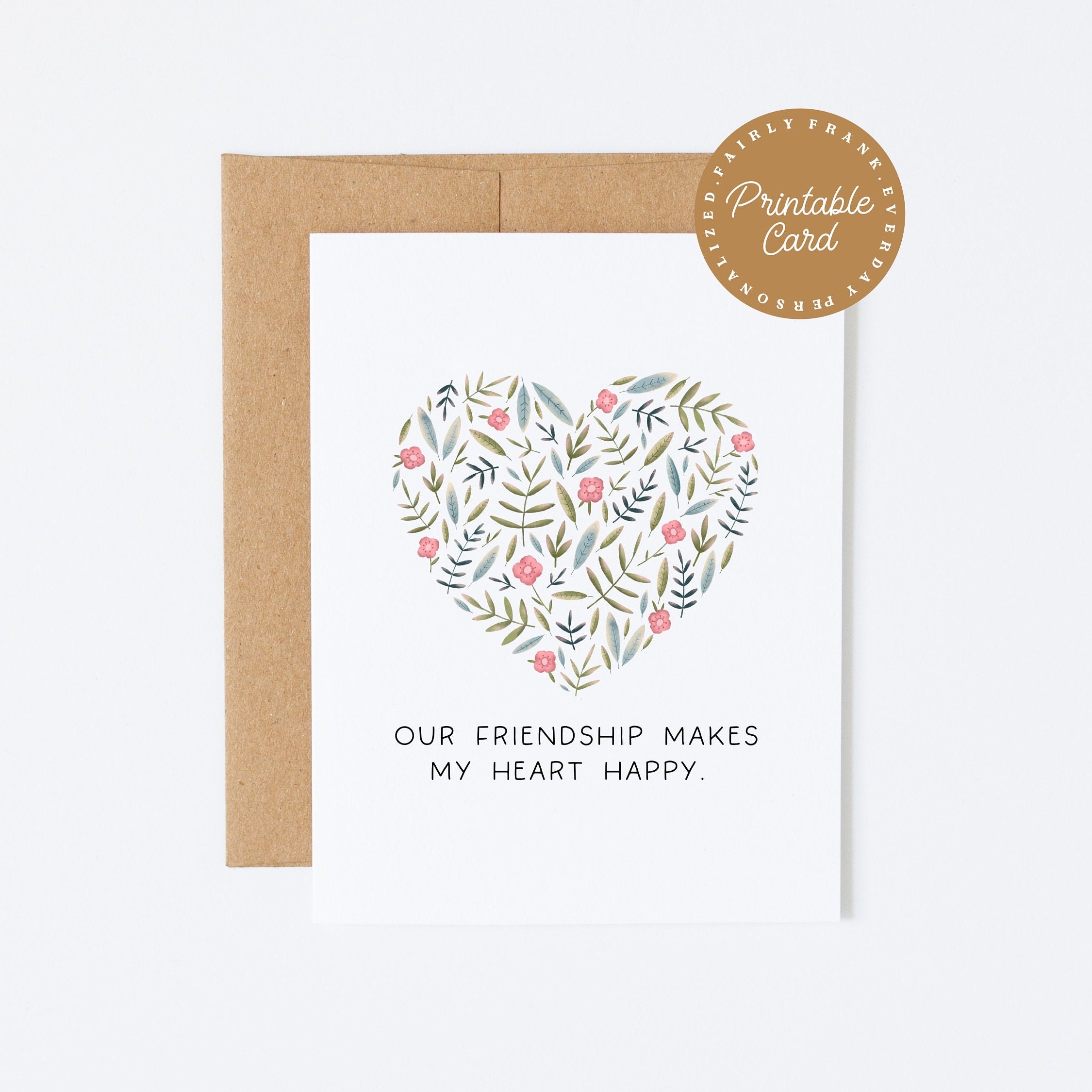 Sentimental Drawing Friend Printable Friendship Card | Sentimental Friend Card | Heartfelt ...
