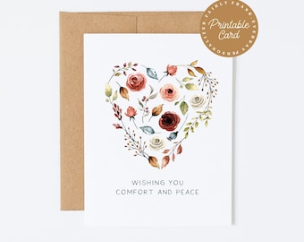 PRINTABLE Sympathy Card, Thinking Of You Card - Wishing You Comfort And Peace