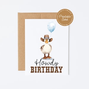 PRINTABLE Cowboy - Themed Kids Birthday Card - Howdy Birthday