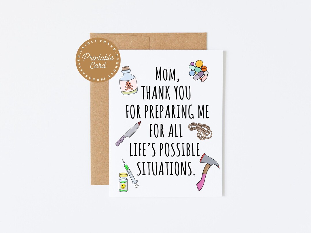 Funny Mom Card Printable | Dark Humor Mother’s Day Card | Instant ...