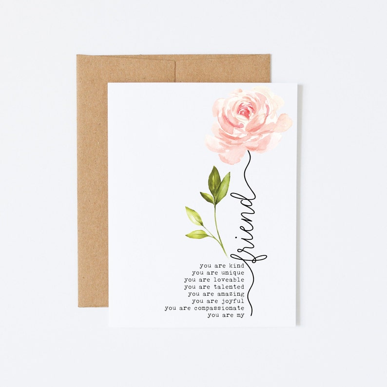 Sentimental Encouragement Card for Best Friend You are amazing, you are joyful, you are compassionate, you are my friend Kraft