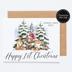 EDITIERBAR Machen Sie das erste Weihnachtsfest Ihres Babys mit einer personalisierten Weihnachtskarte - Holiday Andenken für Kinder
