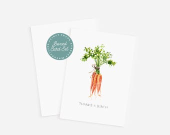Food Pun Thank You Card Set: Carrot Design, Folded Notes & Envelopes