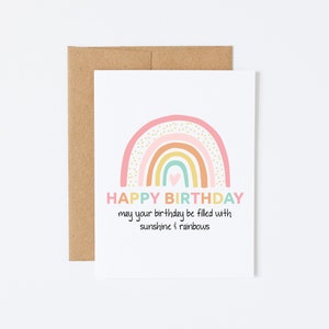 Carte d'anniversaire fille soleil et arc-en-ciel - carte d'anniversaire pour enfants, cartes d'anniversaire, carte de joyeux anniversaire, carte de 5e anniversaire, carte d'anniversaire de filles