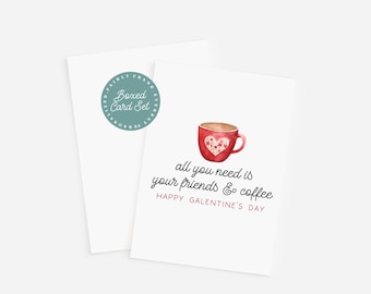 Galentine's Day Card Pack - Set of 10 Blank Greeting Cards & Envelopes