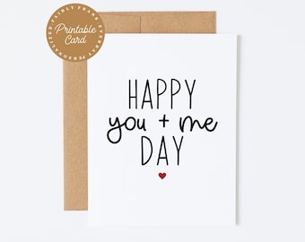 Tarjeta imprimible de feliz día tú y yo: tarjeta de aniversario digital para esposo, regalo de aniversario para esposa, tarjeta para él, tarjeta simple de amor.