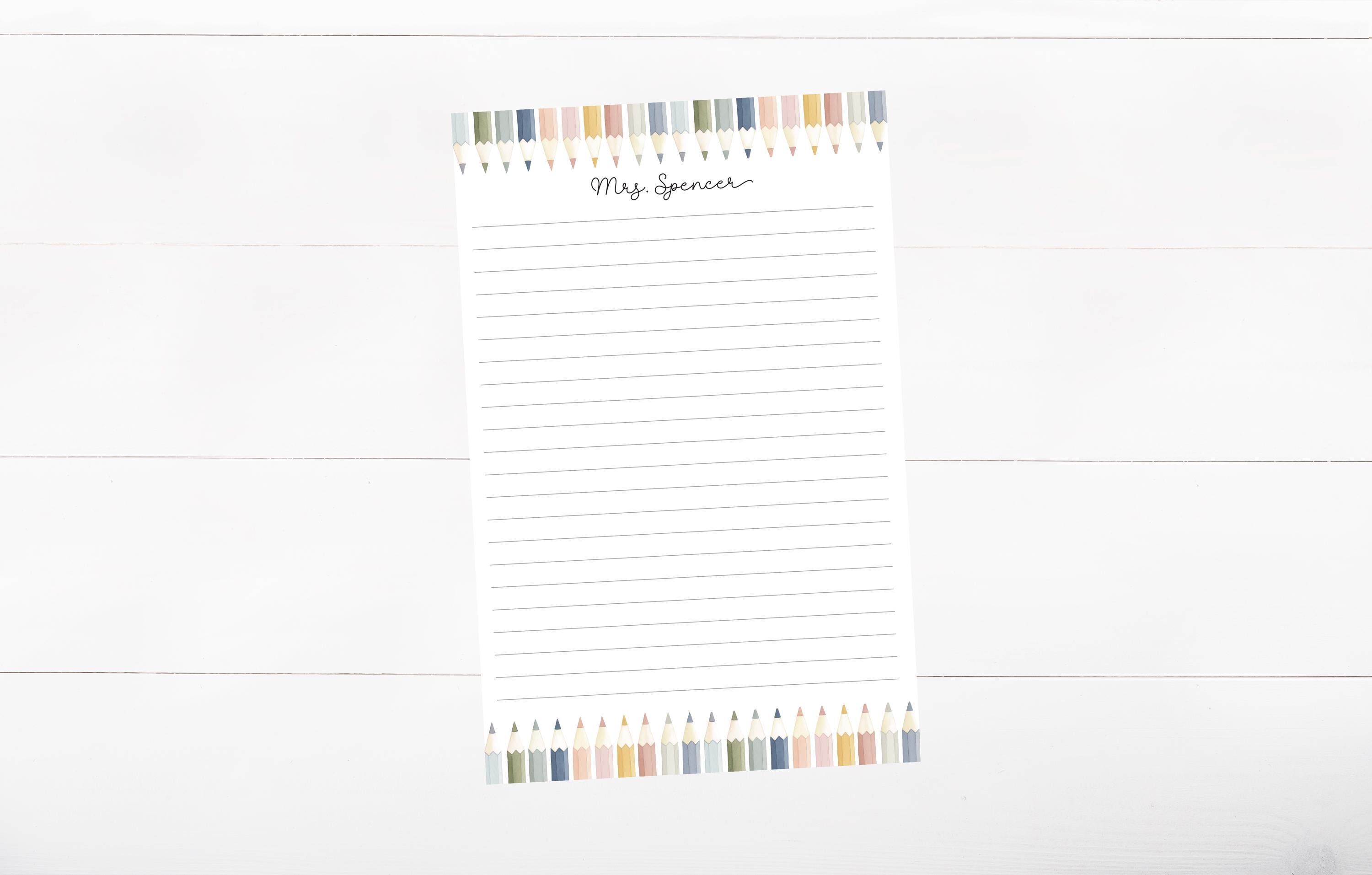 Personalized Teacher Notepad | Custom Name Stationery Pad | Pencil ...