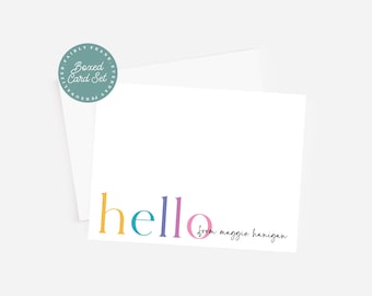Personalized Stationery Note Card Set - Hello Women's Gift