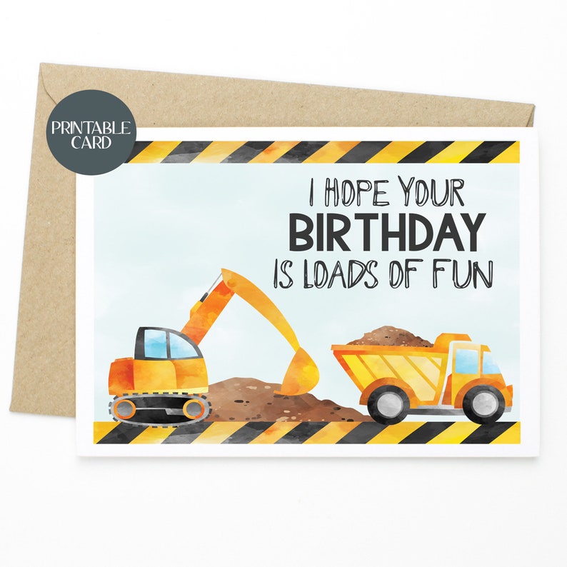 PRINTABLE Construction Site Birthday Card I Hope Your | Etsy