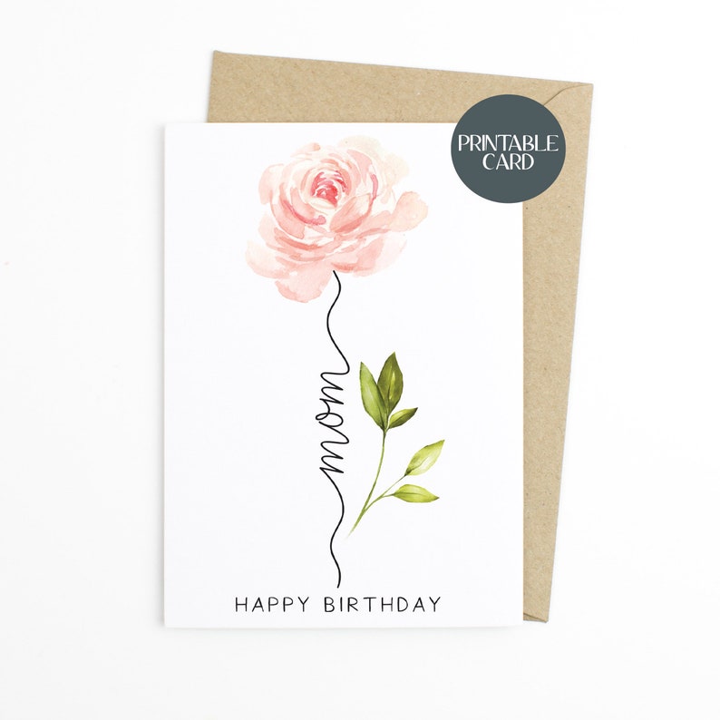 printable birthday card for mom mom happy birthday floral etsy