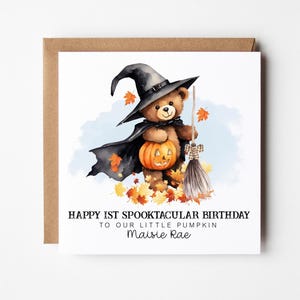 Carte Happy First Halloween personnalisée - Joyeux 1er anniversaire effrayant à notre petite citrouille