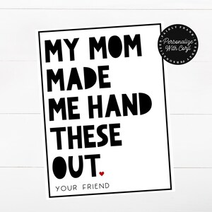 MODIFIABLE Ma maman m'a fait distribuer ces cartes - Cartes de Saint-Valentin pour enfants plus âgés - Cartes de Saint-Valentin pour salle de classe + amis