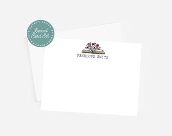 Personalized Stationery Set For Women - Set of 10 Flat Notecards & Envelopes - elegant stationery, modern stationery, professional notecards