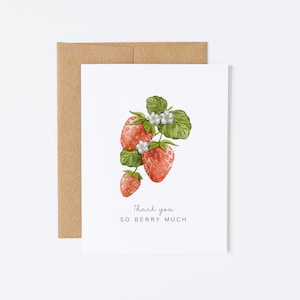 Merci, carte de voeux Berry Much - Carte de remerciement pour notes, carte de remerciement pour jeu de mots culinaire