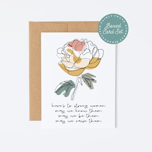 Jeu de cartes de correspondance et d'enveloppes pliées Carte de fête de la femme - Pour les femmes fortes. Puissions-nous les connaître. Puissions-nous être eux. Puissions-nous les élever