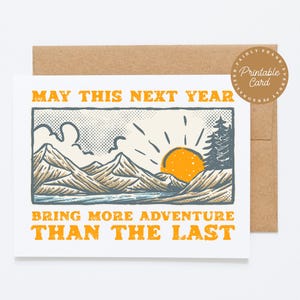 Tarjeta de felicitación IMPRIMIBLE La aventura te espera, perfecta para aniversarios, cumpleaños, celebraciones de Año Nuevo