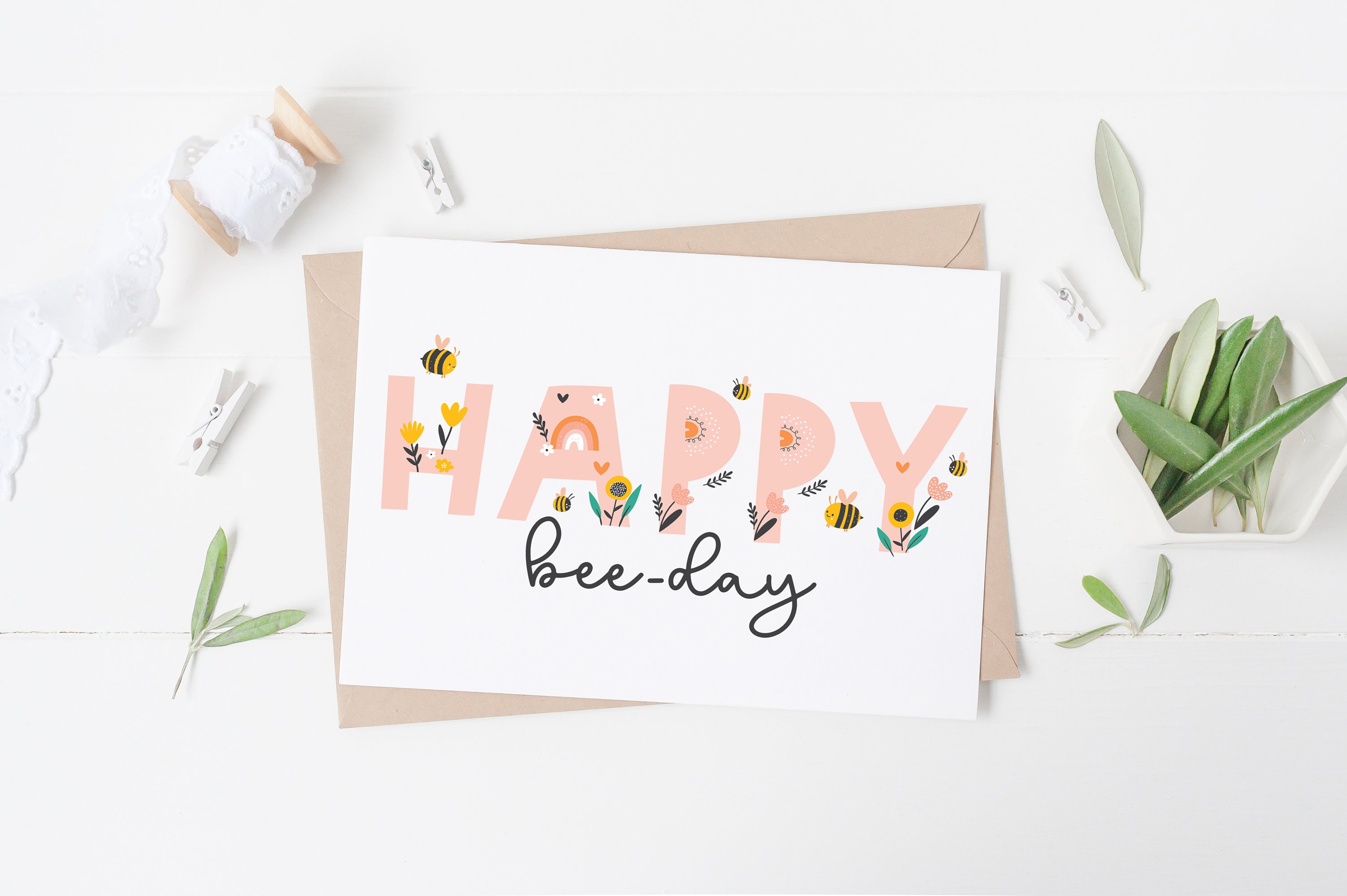 PRINTABLE Bumble Bee Birthday Card Happy Bee Day Card Kids Etsy