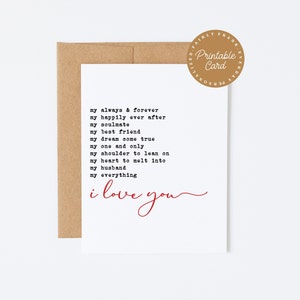 DRUCKBARE „My Always & Forever Husband“ – Romantische „I Love You“-Karte für Ehemann, Jubiläumskarte für Ehemann