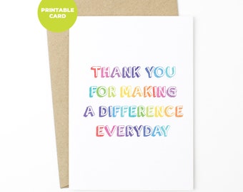 PRINTABLE Card For Teacher - Printable Card Teacher, Teacher Printable, Thank You Card, Teacher Card, Teacher Appreciation