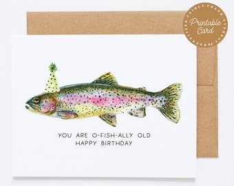 Funny Fishing Birthday Card for Dad: O-Fish-Ally Old (Printable)