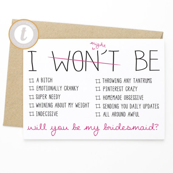EDITABLE Bridal Party Proposal Card Instant Download Will | Etsy