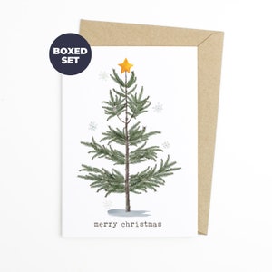 Christmas Boxed Greeting Cards - Set of 10 Greeting Cards & Envelopes - Merry Christmas - Watercolour Christmas Card