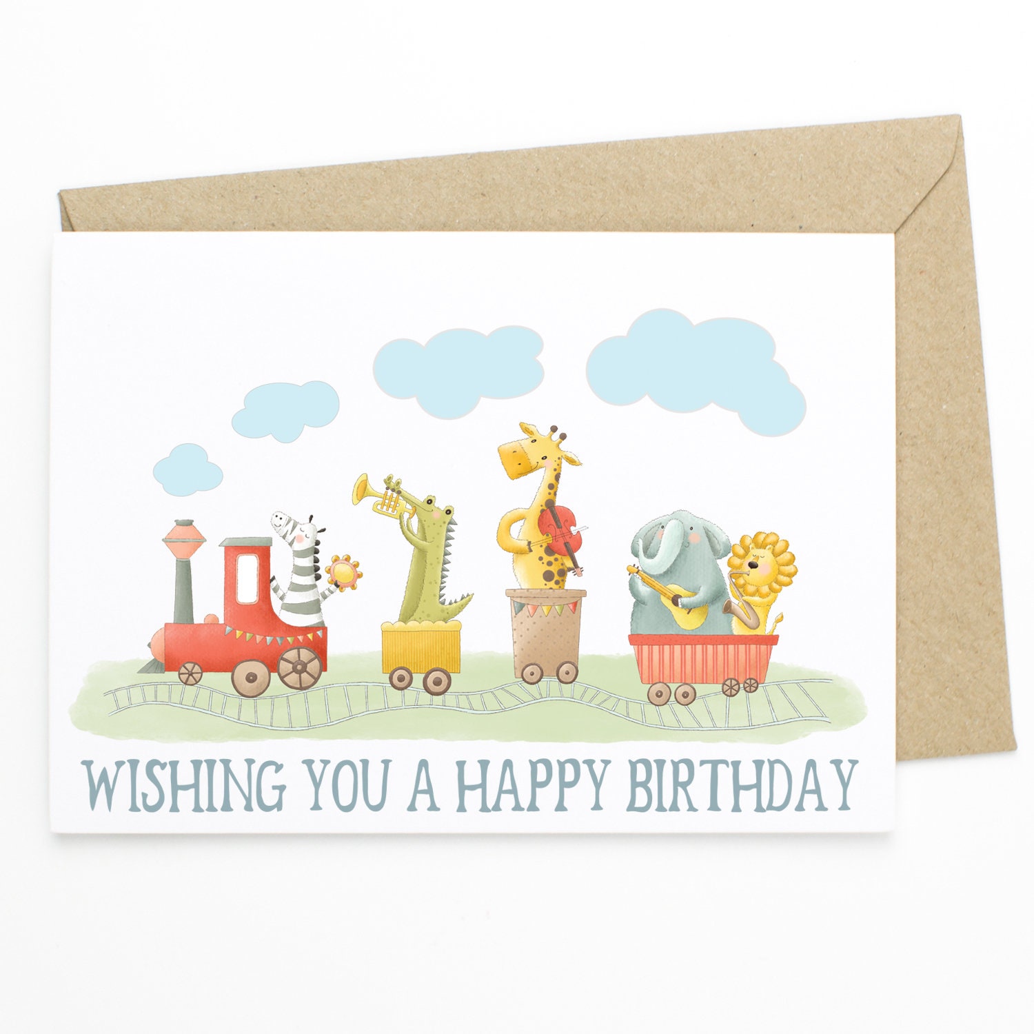 PRINTABLE Kids Train Birthday Card Wishing You A Happy | Etsy