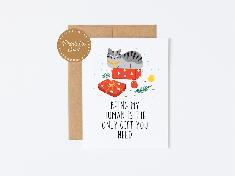 Funny Cat Christmas Printable Card | Cat Owner Holiday Card | A2 & A7 ...