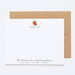 Papeterie personnalisée aux fraises et lot de 12 cartes pour notes plates avec enveloppes