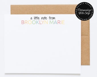 Editable Kids Stationery Notecards: Personalized Note (Digital Download)
