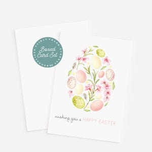 Floral Easter Egg Notecard Set: Blank Spring Greeting Cards