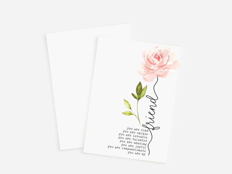 This lovely greeting card spreads warmth and affection, perfect for expressing your heartfelt emotions. Featuring a delicate design and thoughtful message, it embodies the essence of your friendship.
