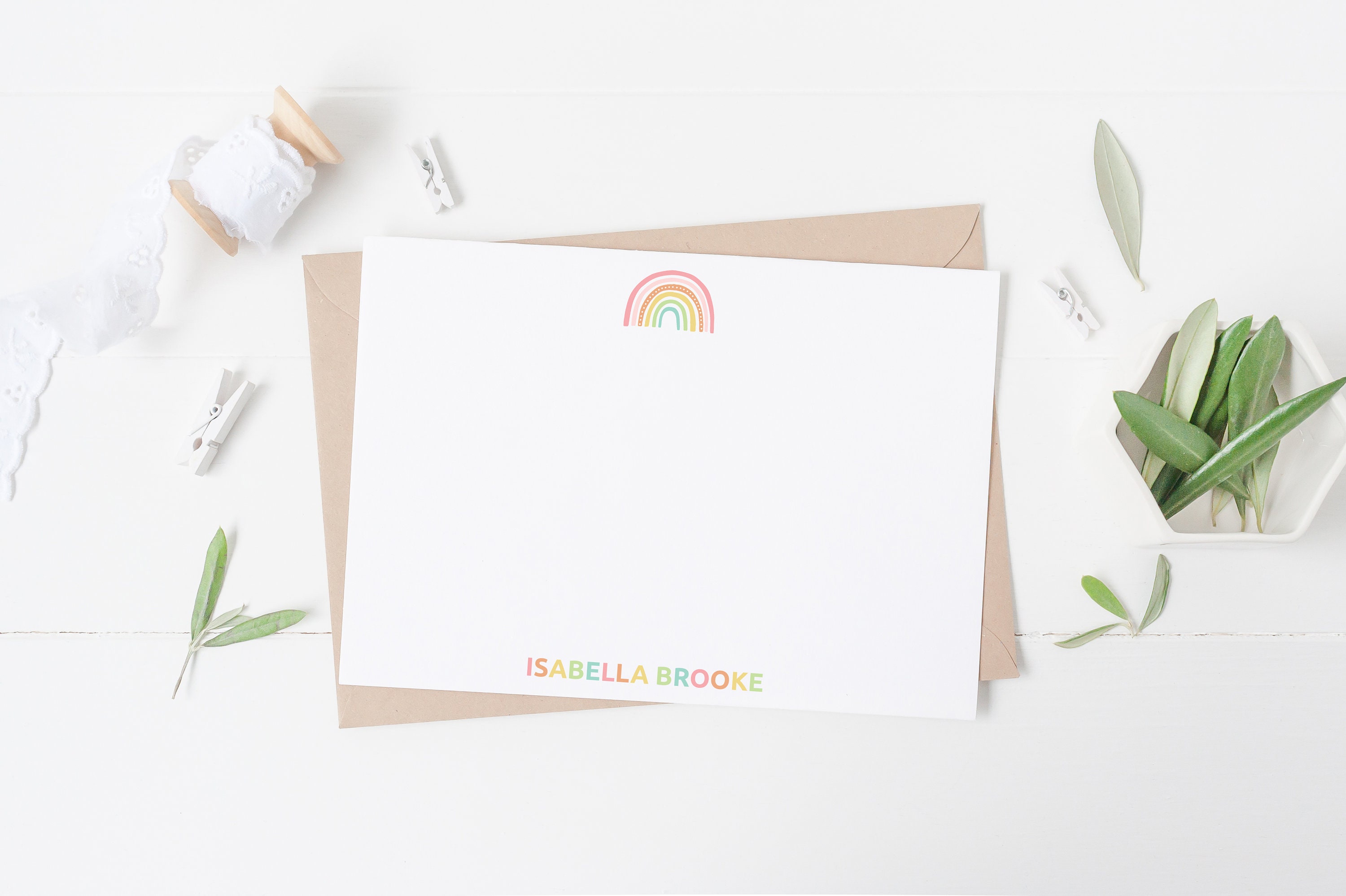 EDITABLE Rainbow Stationery Personalized Stationery Etsy