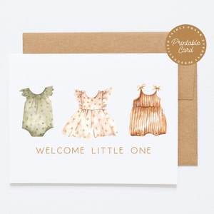 Tarjeta de bebé nueva IMPRIMIBLE - Bienvenido pequeño - Tarjeta de felicitación, tarjeta de niña nueva, tarjeta de nota de ropa de bebé Boho