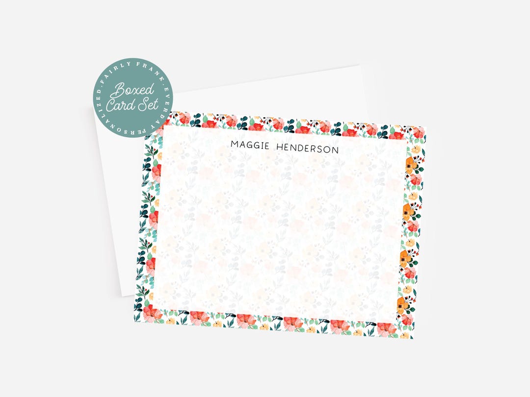 Personalized Floral Wedding Thank You Notecards: Set of 10 - Etsy