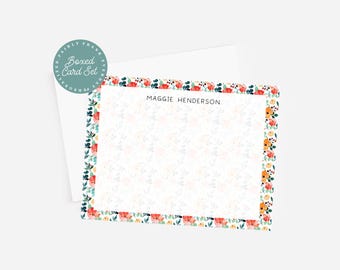 Personalized Floral Border Stationery Set | Garden Party Stationery ...