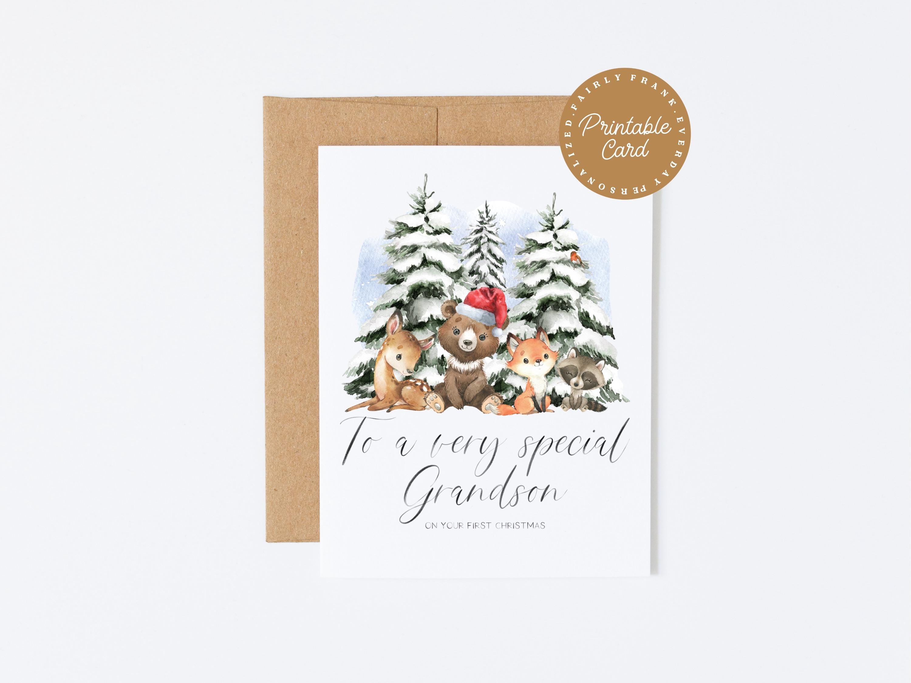 Biglietto Di Natale Per Nipote, Design Moderno E Umoristico, Con Frase 'Happy Christmas Nephew', 23x15 Cm, Cartoncino Di Qualità