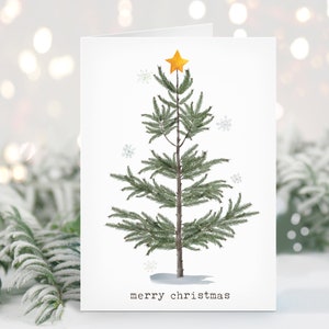 Carte de Noël - Joyeux Noël - Cartes de Noël vierges, Carte de Noël Aquarelle, Carte de vœux rouge pour camion de Noël
