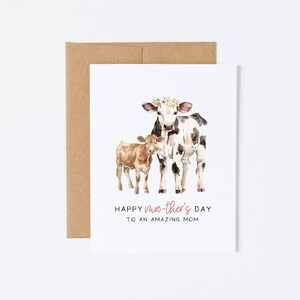 Joyeuse fête des pères à une maman extraordinaire - carte de fête des mères, carte de vache pour maman
