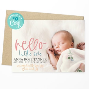 BEWERKBARE Baby Annoucement Photo Card - Instant Download - Baby Shower Bedankkaart, Baby Geboortekaartje, Baby Photo Card