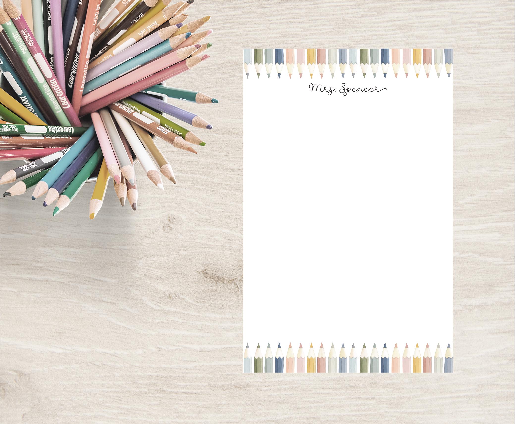 Personalized Teacher Notepad | Custom Name Stationery Pad | Pencil ...