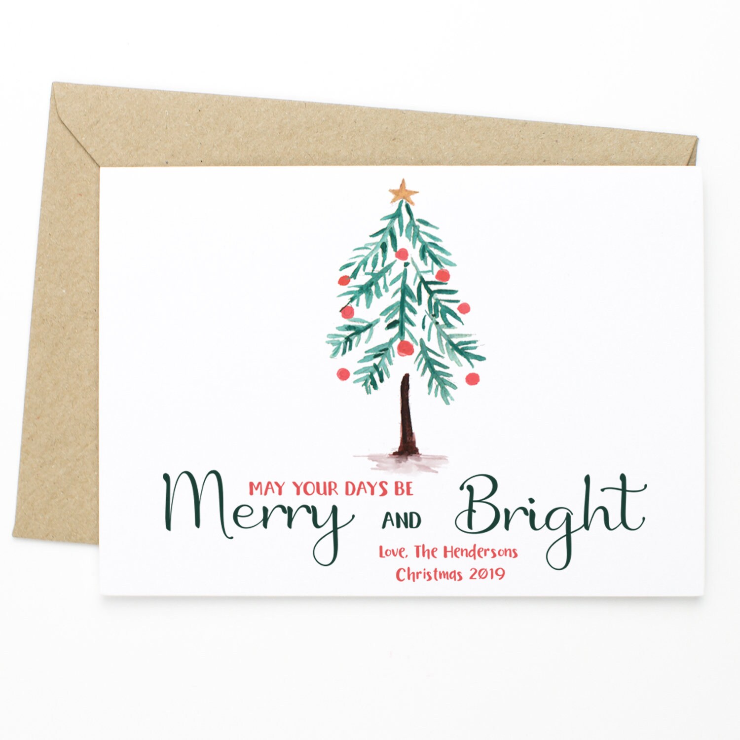 Editable Christmas Card: Watercolor Tree (digital Download) - Etsy