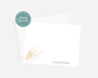 Modern Minimalist Personalized Stationery Notecard, Stationery Gifts for Women - Set of 10 Flat Notecards & Envelopes