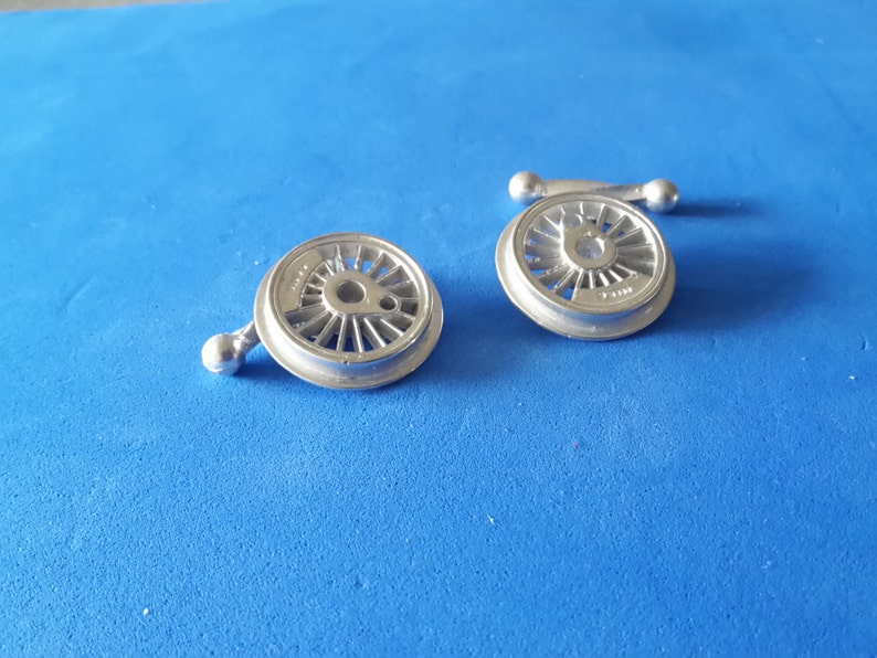 Steam Locomotive Wheel Cufflink in Hallmarked Sterling Silver