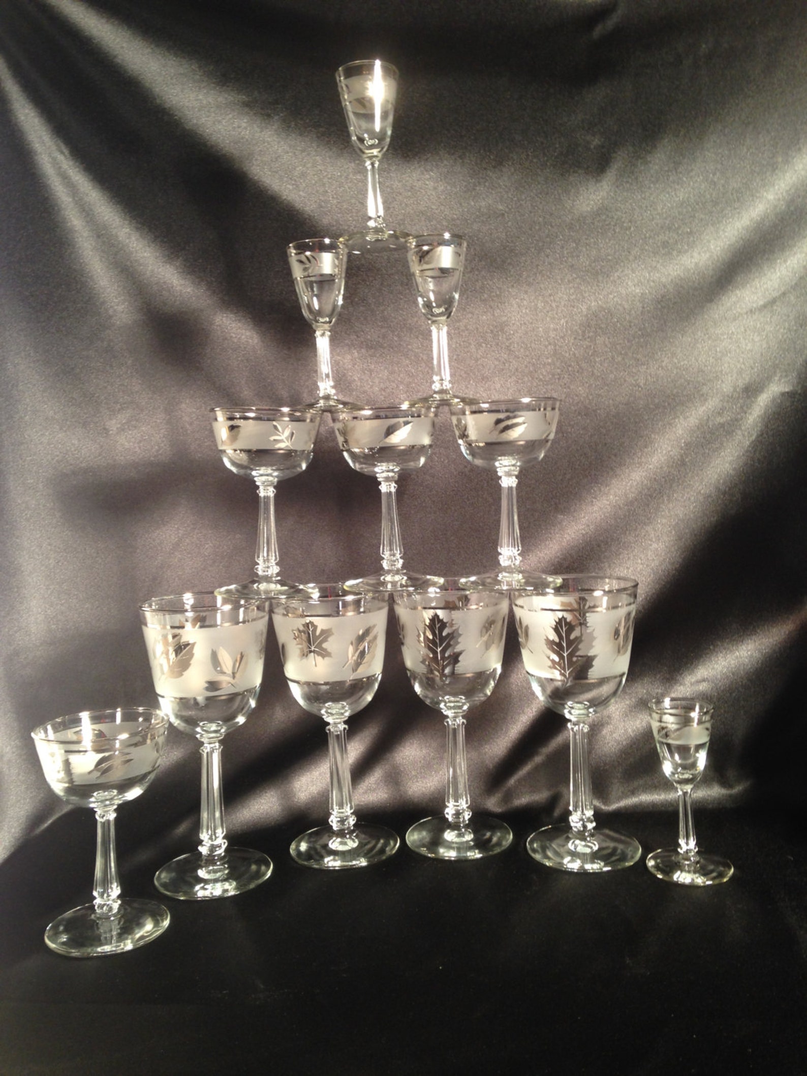 Set Libbey Silver Leaf Glasswareset of 12 Libbey Silver Leaf Etsy